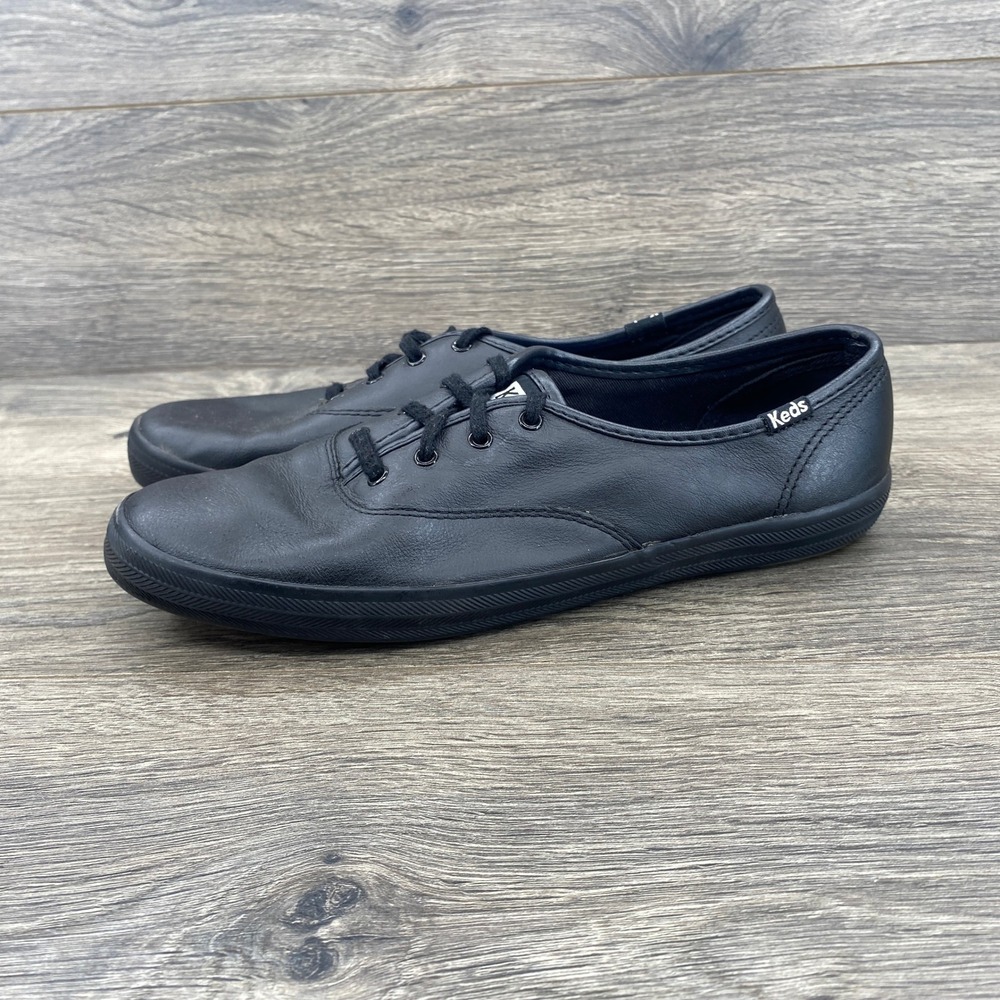 Keds Champion Leather Sneakers Womens 9 Black Low Top WH45780
